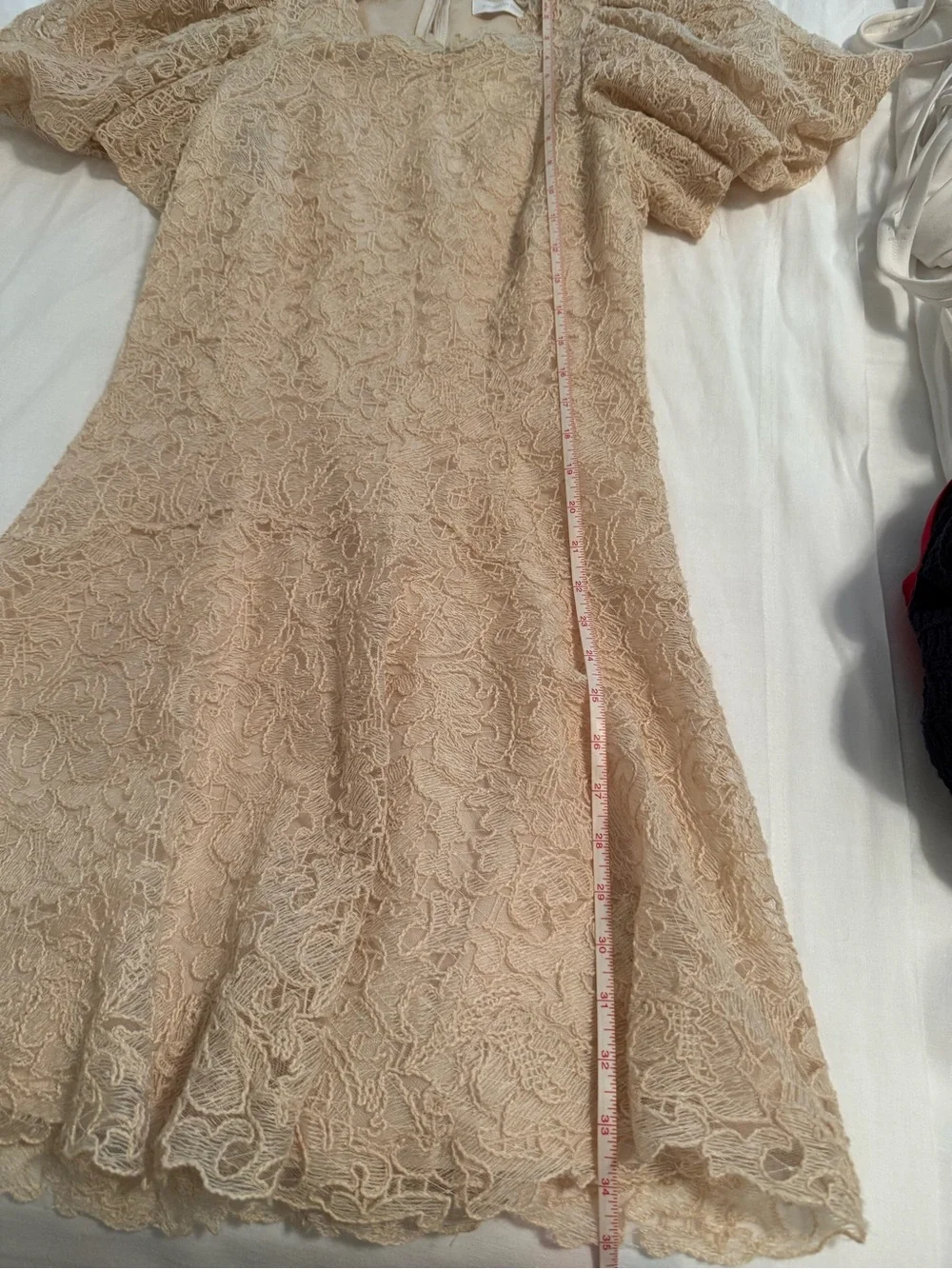 Jonathan Simkhai Peach/Buff Lace Puff-Sleeve Dress NWT